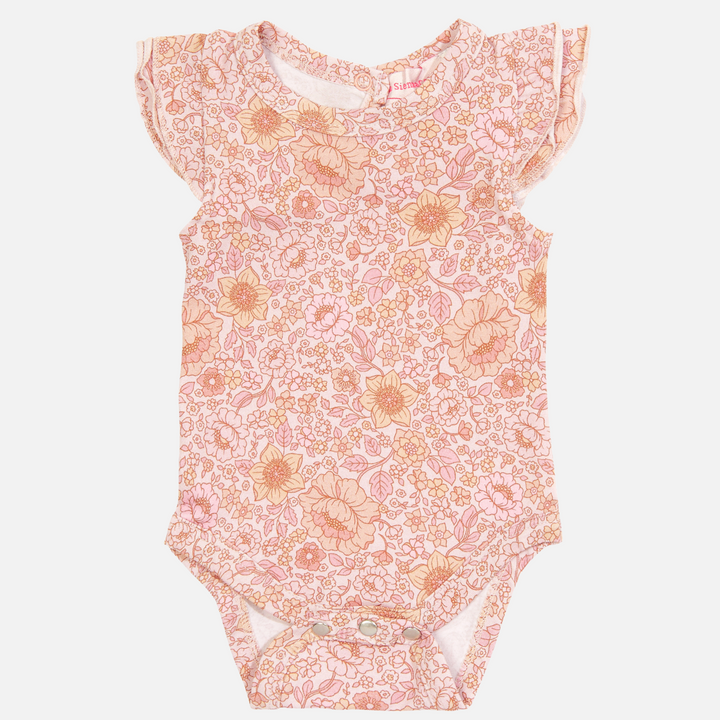 Floral Short Sleeve Flutter - Goldie