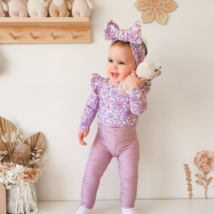 baby girls purple floral long sleeve bodysuit