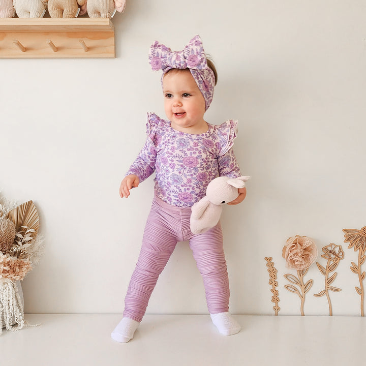 baby girls purple floral long sleeve bodysuit
