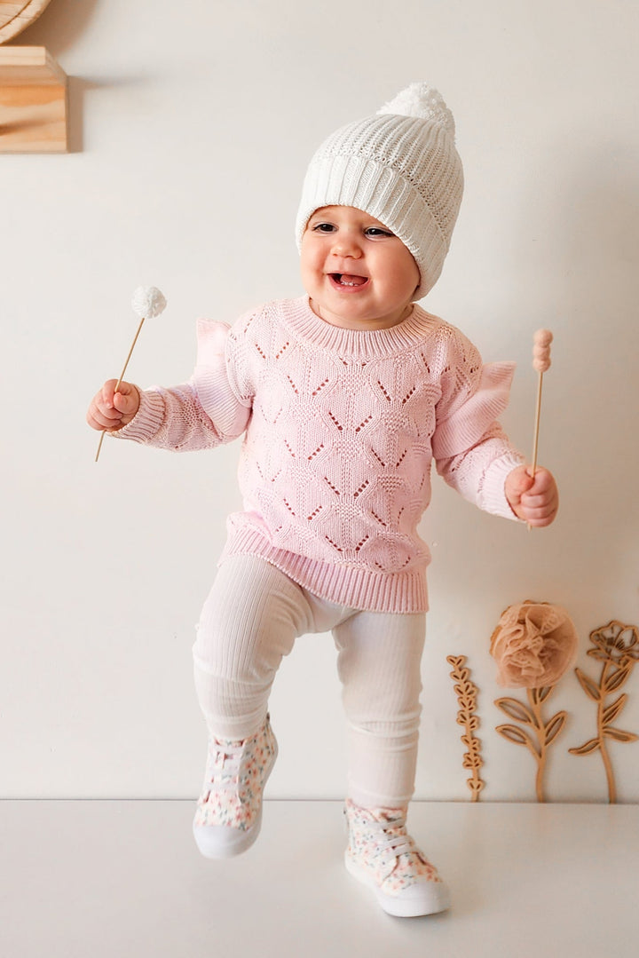 baby girls long sleeve pink knit top