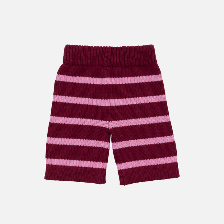 Knitted Wide Leg Pants - Merlot Stripe