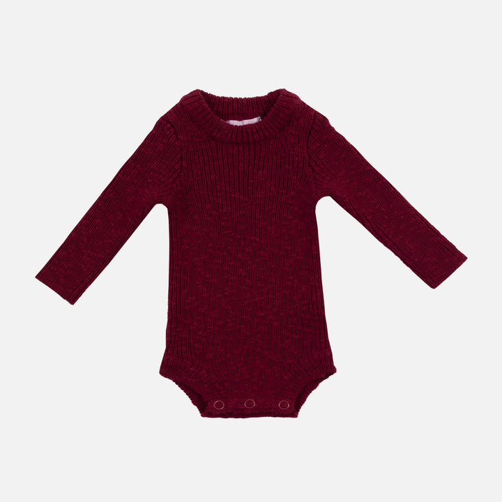 Knitted Textured Bodysuit/Top - Merlot