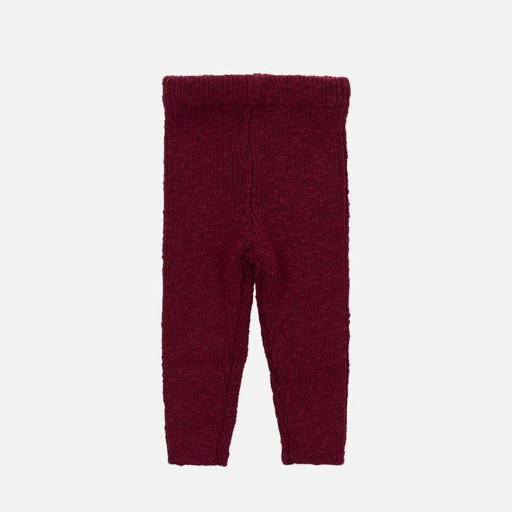 Knitted Textured Leggings - Merlot