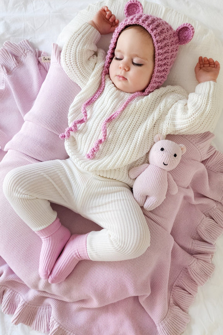 Ruffle Knitted Blanket - Lilac Blossom