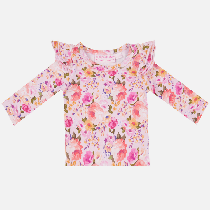 Floral Long Sleeve Flutter - Meredith
