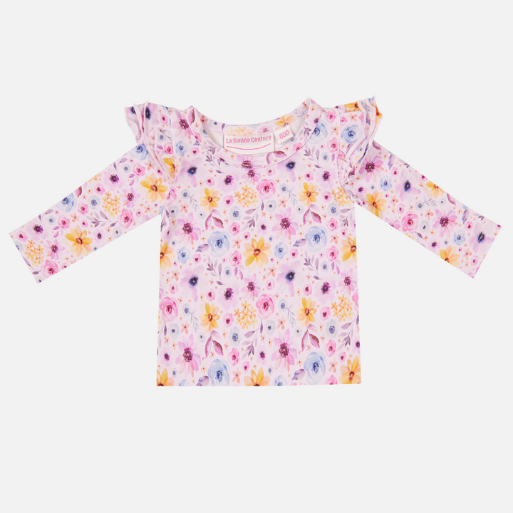 Floral Long Sleeve Flutter - Nikki