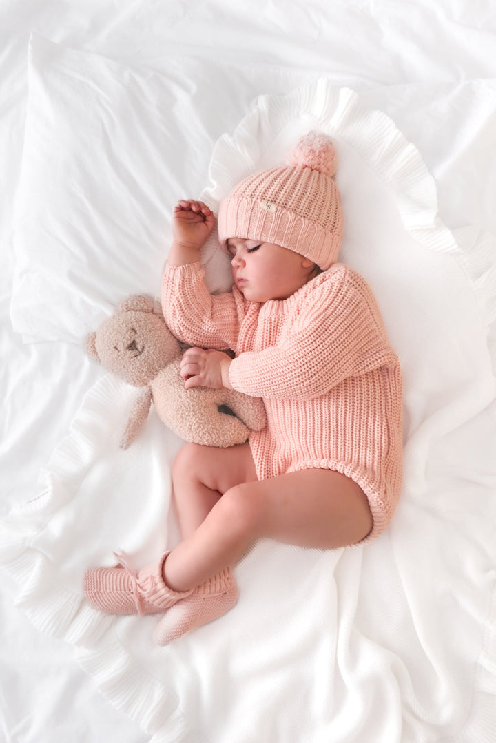 Super Chunky Knit Romper - Peach