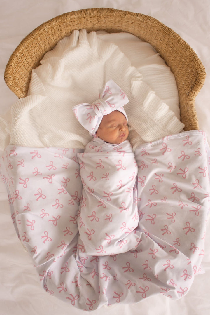 Baby Wrap - White +  Bows