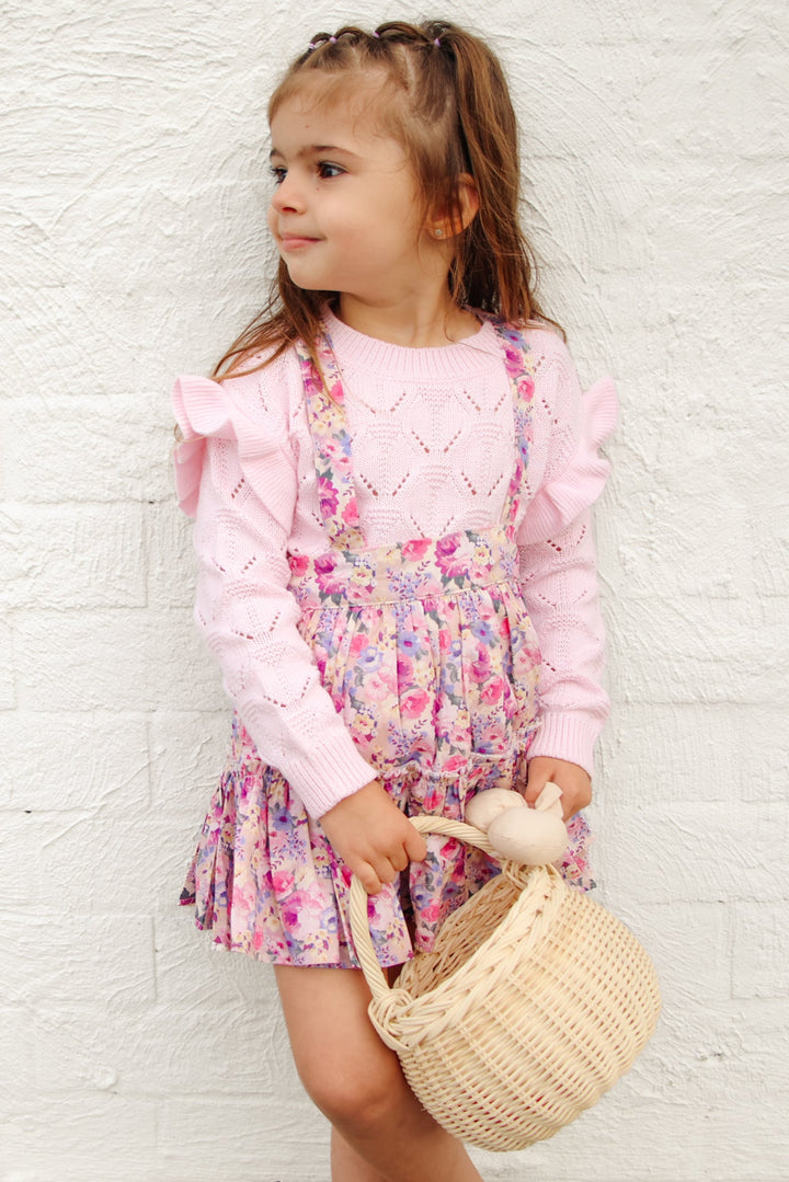 girls long sleeve pink knit top