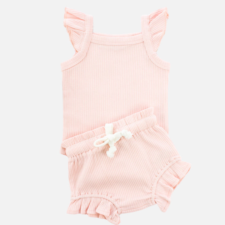 Cozy Singlet & Shorties Set - Peachy