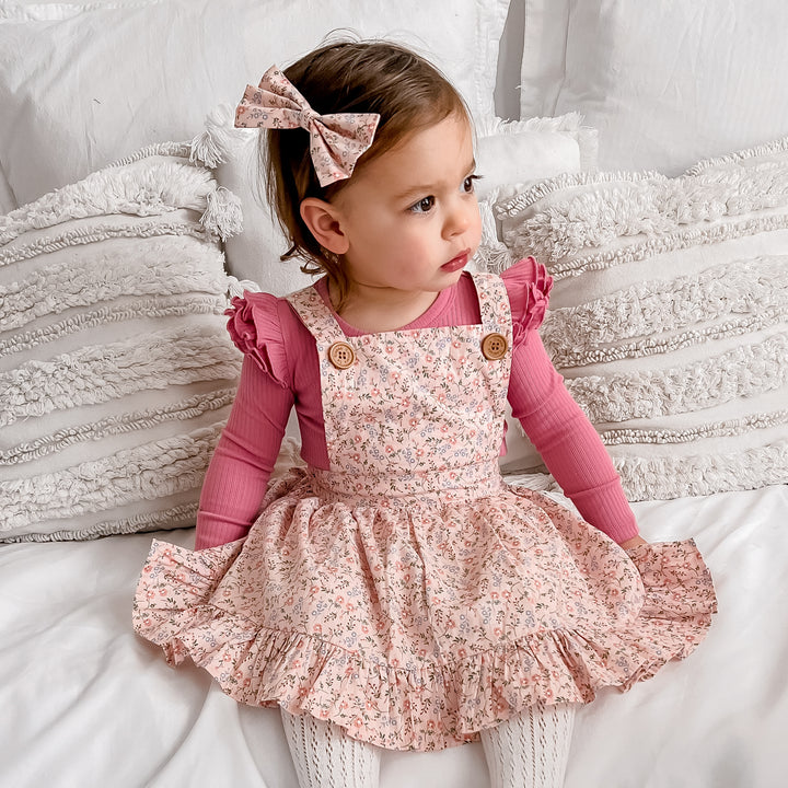 girls berry long sleeve top with flutter