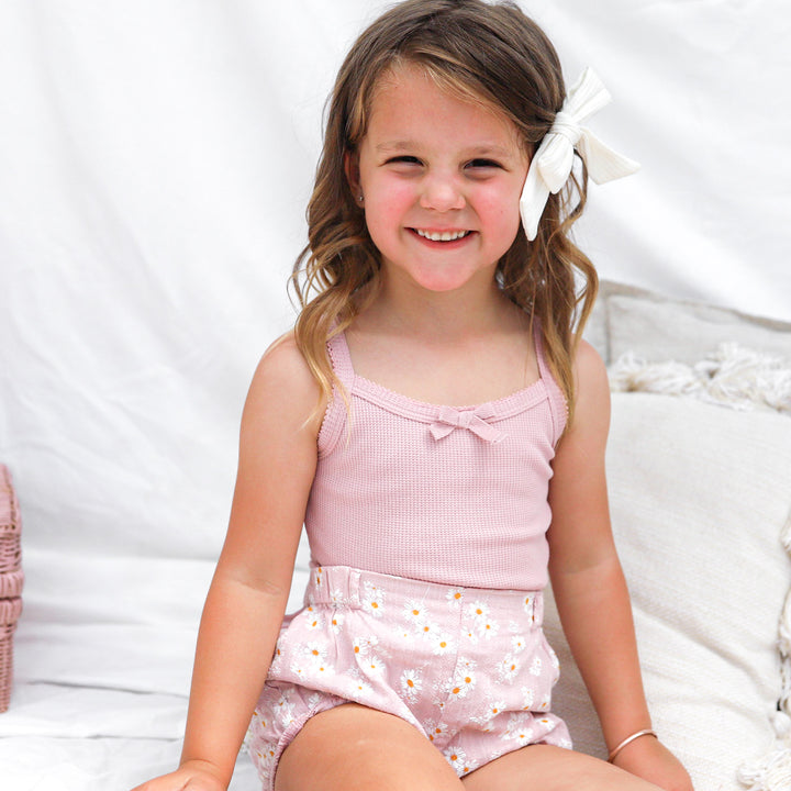 Dainty Waffle Singlet - Antique Rose