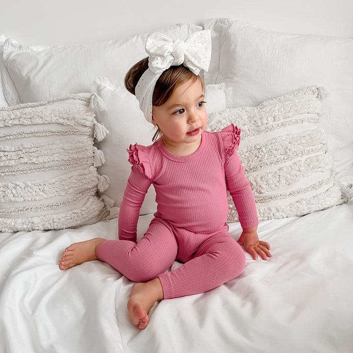 toddler berry long sleeve top with flutter