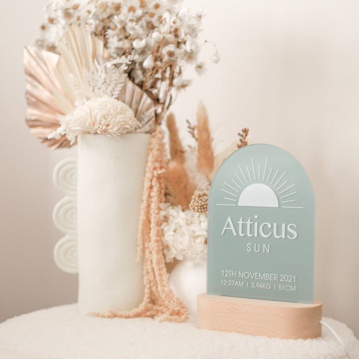 Birth Announcement Night Light - Sun