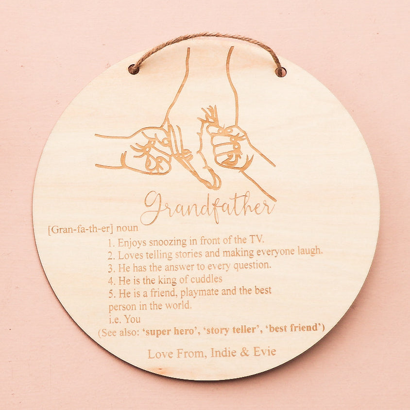 Father's Day Definition Grandfather Plaque - Multiple Children