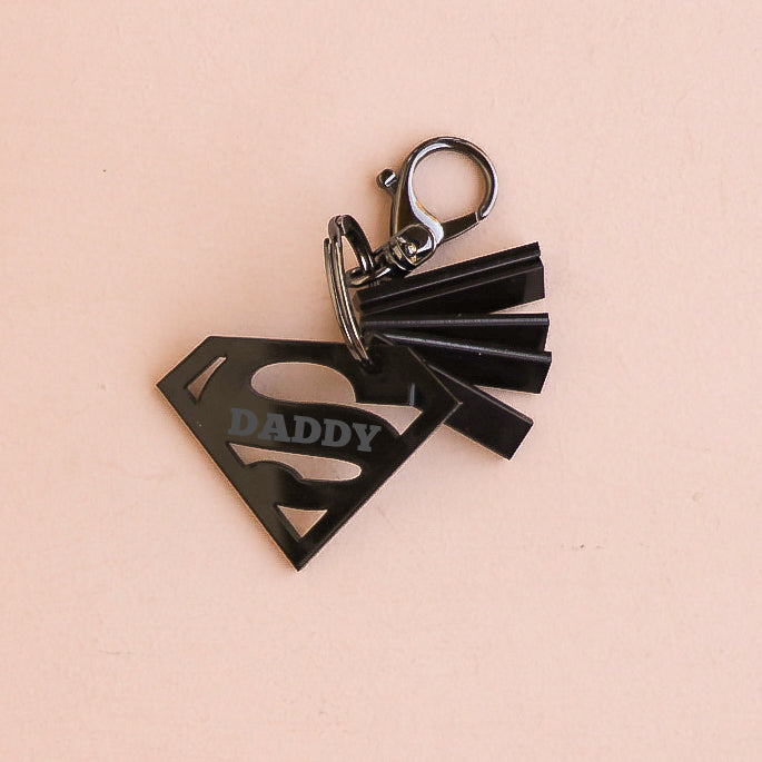 Black Acrylic Keyring Super La Sienna Couture