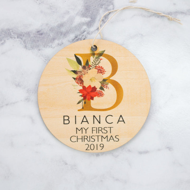 Disc - First Christmas Monogram - Custom Name