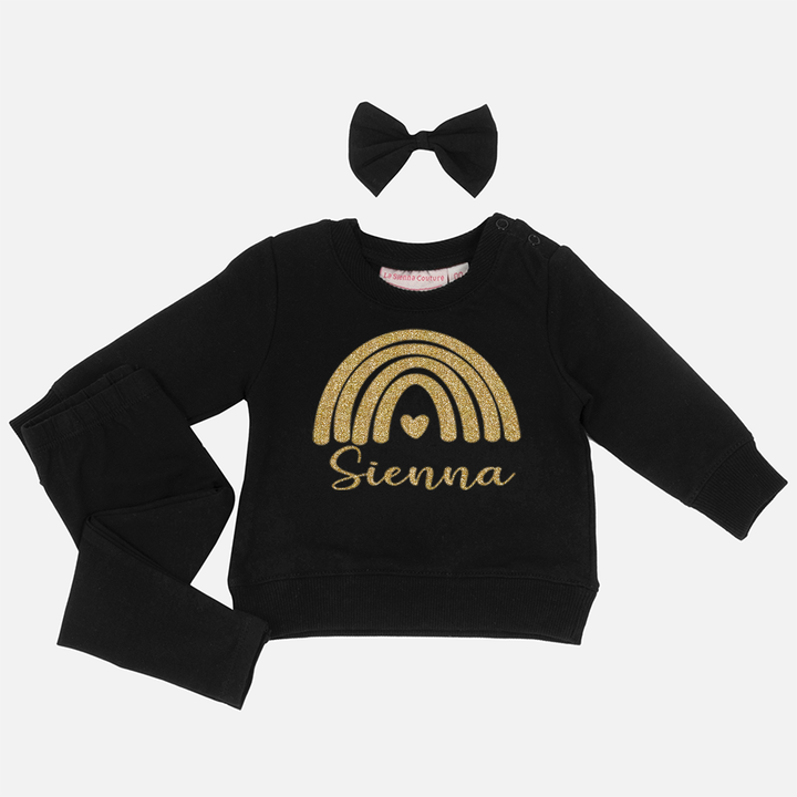 Personalised Crew Neck & Leggings - Black
