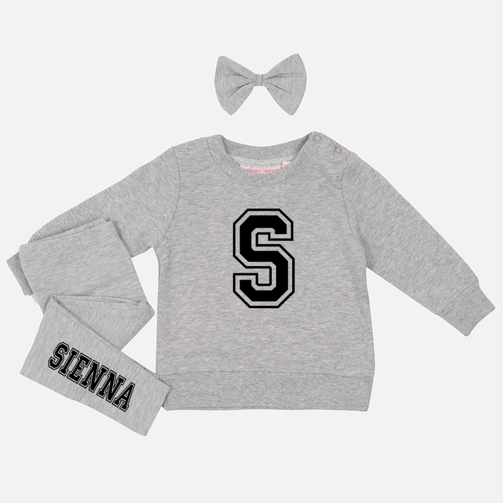 Personalised Crew Neck & Leggings - Grey