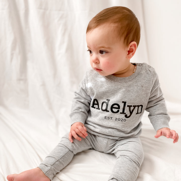 Personalised Crew Neck & Leggings - Grey