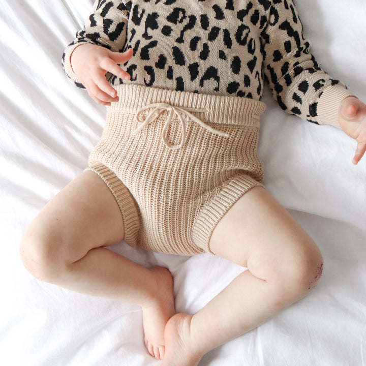 oatmeal baby chunky knitted bloomers