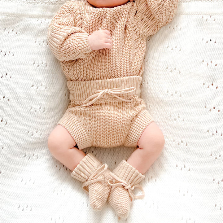 oatmeal baby chunky knitted bloomers