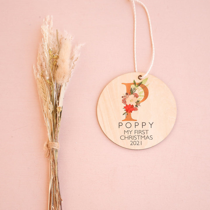 Disc - First Christmas Monogram - Custom Name