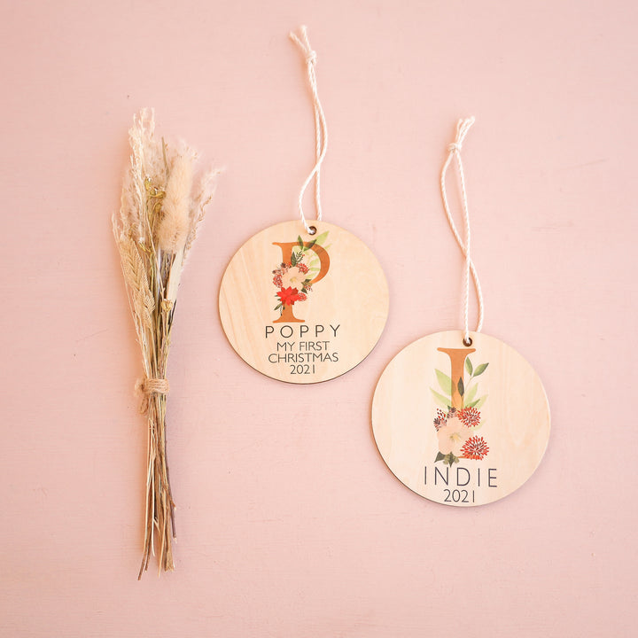 Disc - First Christmas Monogram - Custom Name