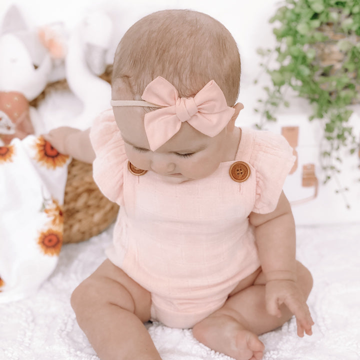 Muslin Button Romper - Peach Blossom
