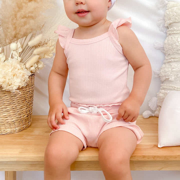 Cozy Singlet & Shorties Set - Peachy