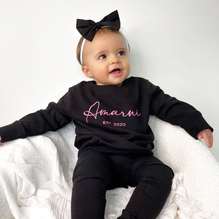 Personalised Crew Neck & Leggings - Black