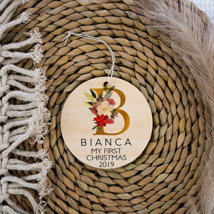 Disc - First Christmas Monogram - Custom Name