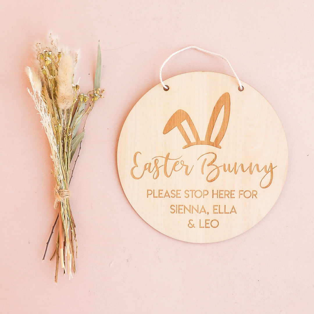 Wooden Sign - Easter Bunny Please Stop