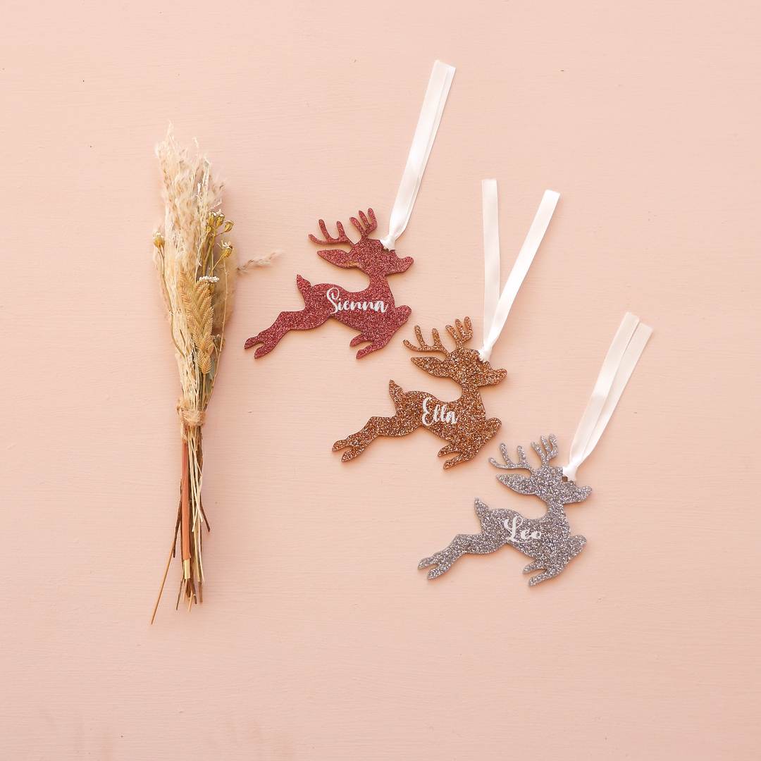 Ornament - Glitter Reindeer - UV Printed