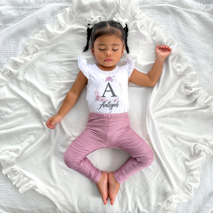 Baby girl lavender ribbed leggings