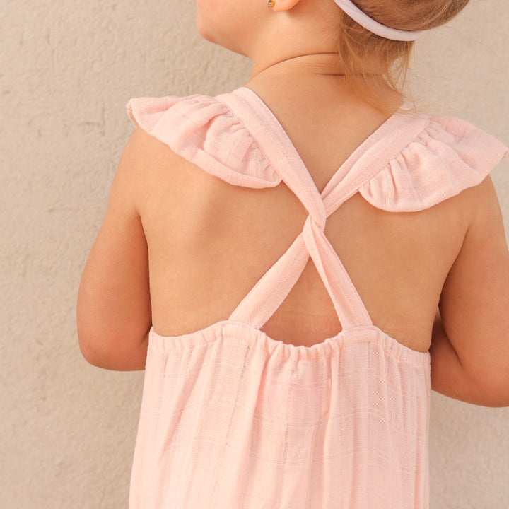 Muslin Button Romper - Peach Blossom