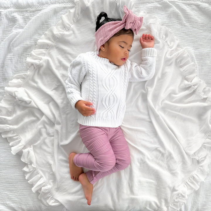 Baby girl lavender ribbed leggings