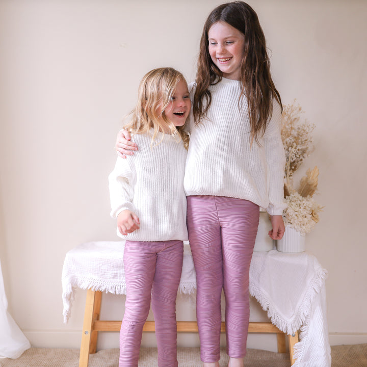 Baby girl lavender ribbed leggings
