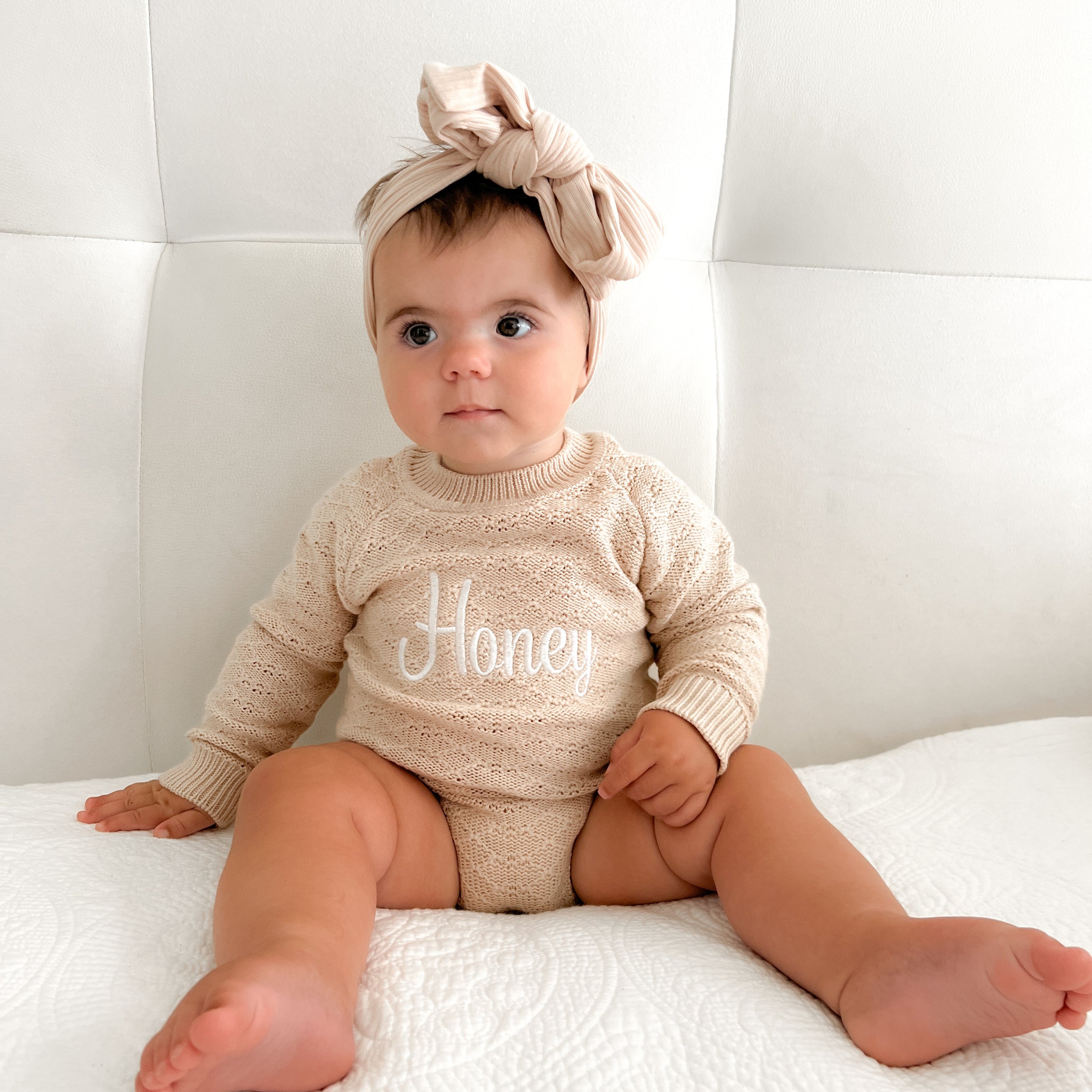 Embroidered Montee Romper - Oatmeal
