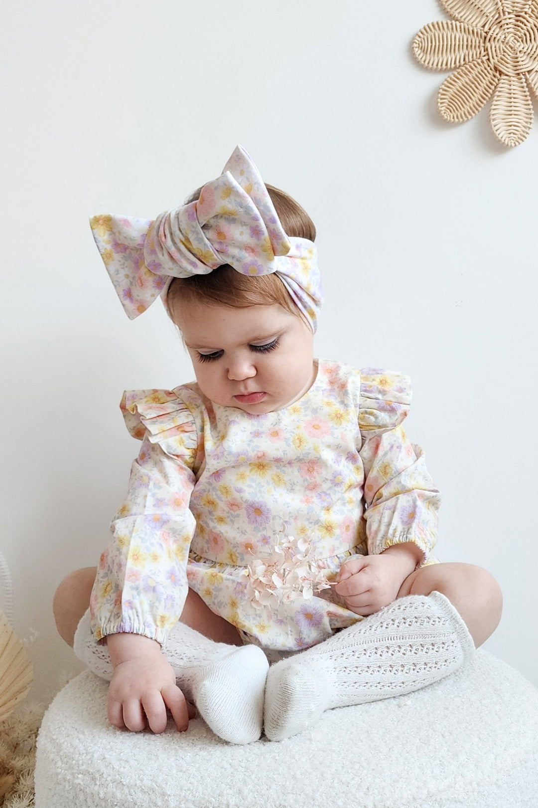 Baby girls light floral long sleeve romper