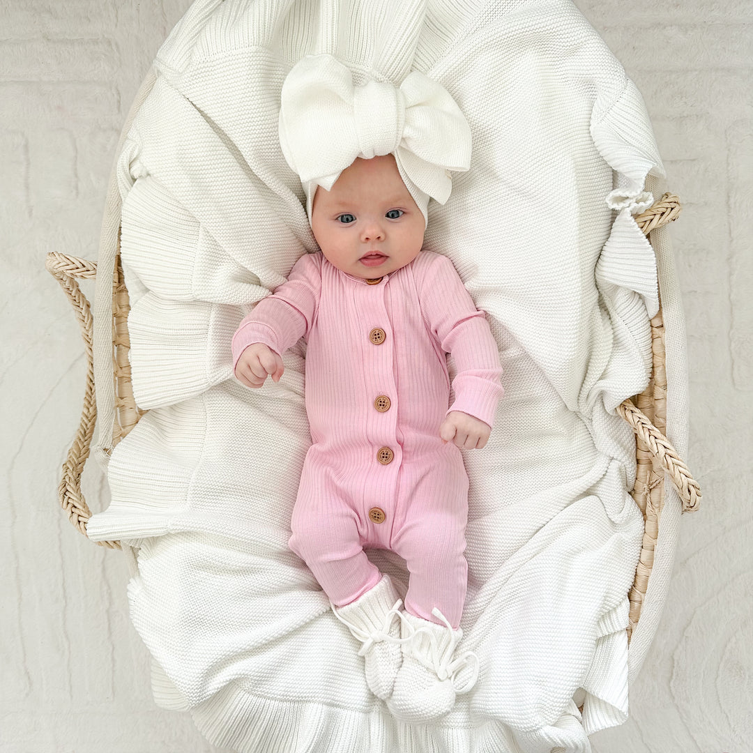 Cozy Long Sleeve Louie Romper - Pink Lemonade