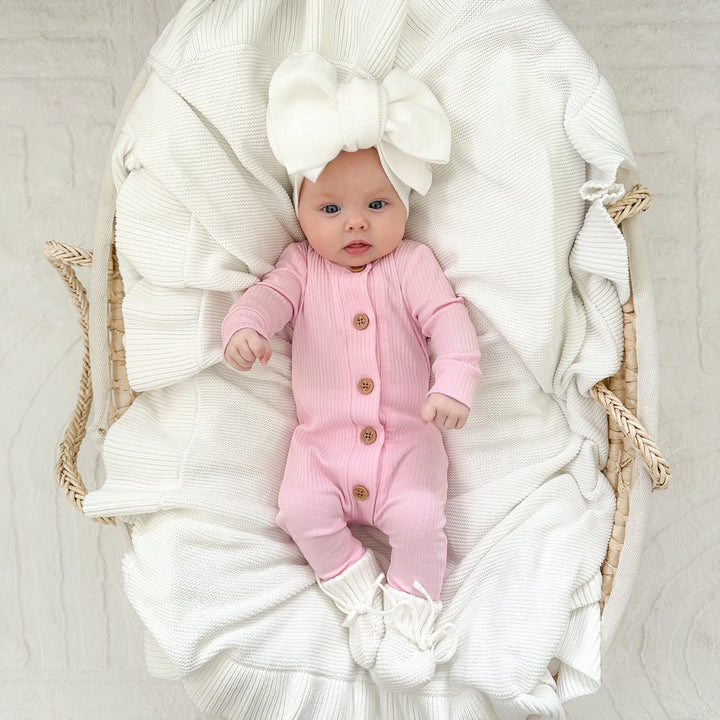 Cozy Long Sleeve Louie Romper - Pink Lemonade