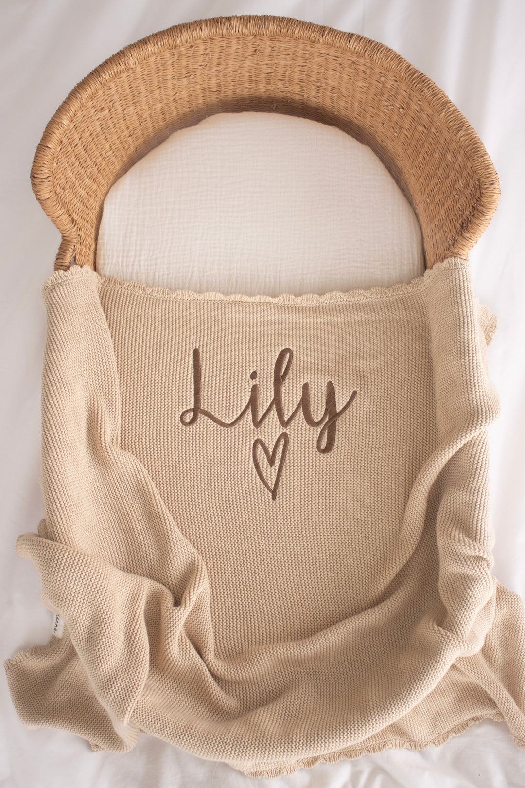 Lace Heirloom Knitted Blanket - Oat