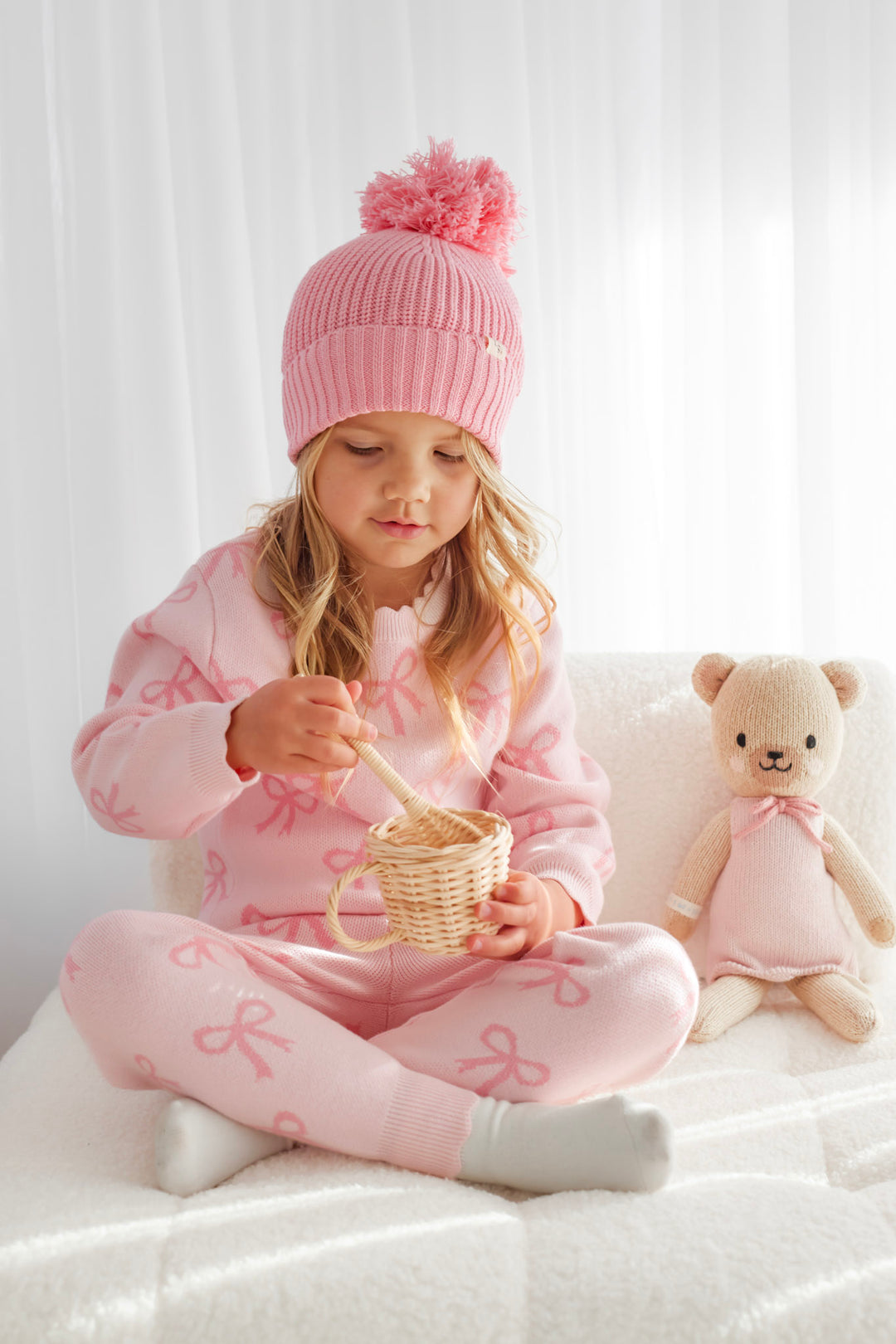 Knitted Pants - Pink Bows