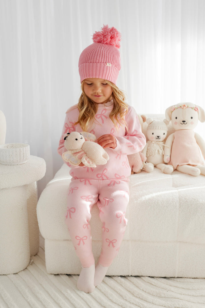 Knitted Pants - Pink Bows