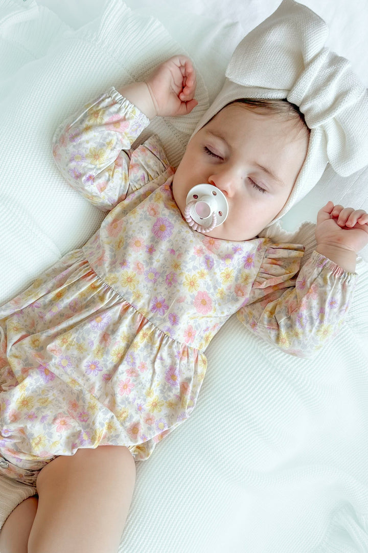 Baby girls light floral long sleeve romper