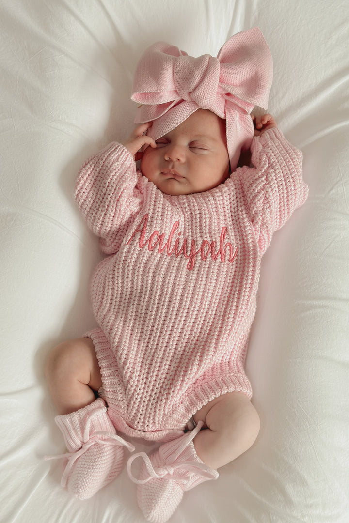 Super Chunky Knit Romper - Ballerina Pink