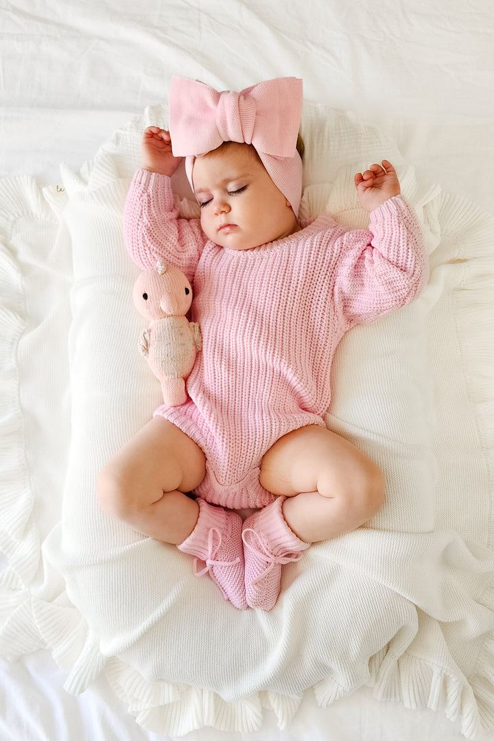 Super Chunky Knit Romper - Ballerina Pink