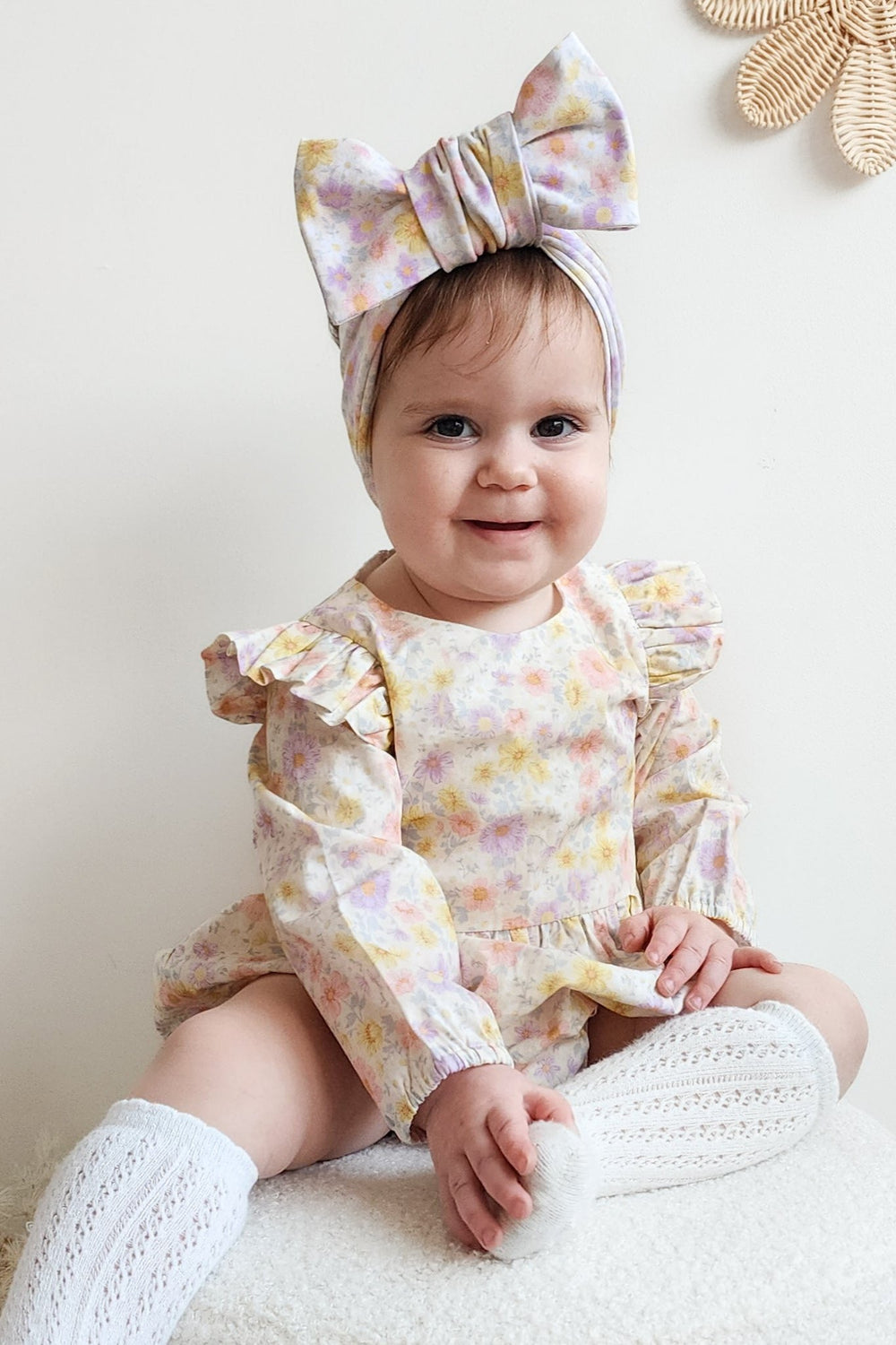 Baby girls light floral long sleeve romper