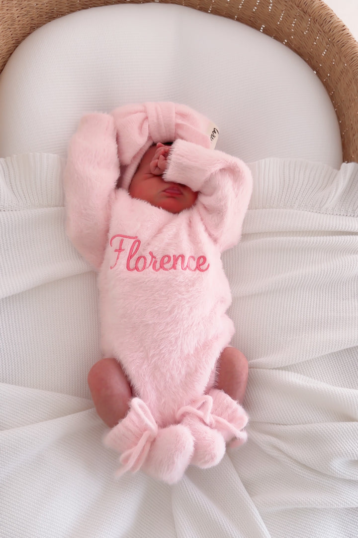 Fluffy Knit Romper - Pink